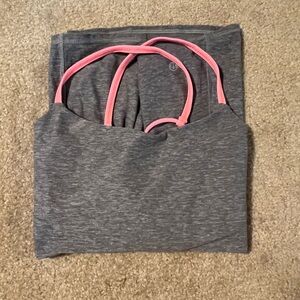 Lululemon Dancing Warrior Tank Heathered Slate Grapefruit Pink size 4